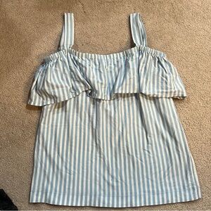 J. Crew Light Blue and White Striped Tank Top